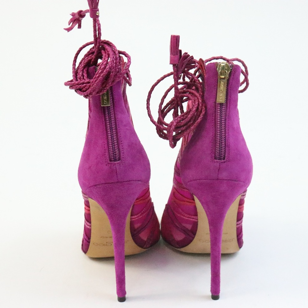 Jimmy Choo Pink Kafira Mesh Ankle Boot U015 - Picture 3 of 6